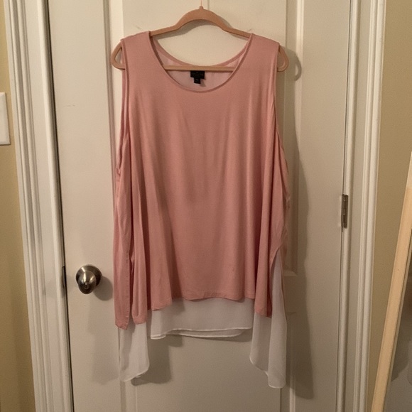 EUC Worthington light pink w/sheer flowy white lining stretchy tank top sz3x - Picture 2 of 11